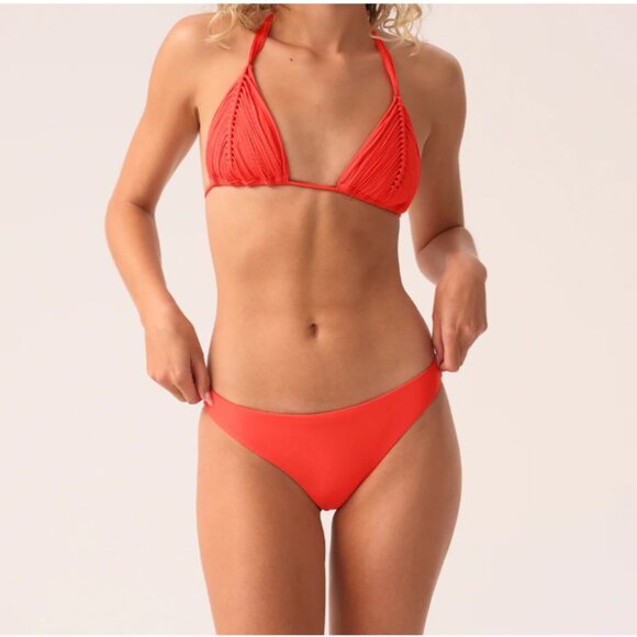 NWT PQ Swim Ava Basic Ruched Teeny Bottoms in Red - M - Picture 3 of 7
